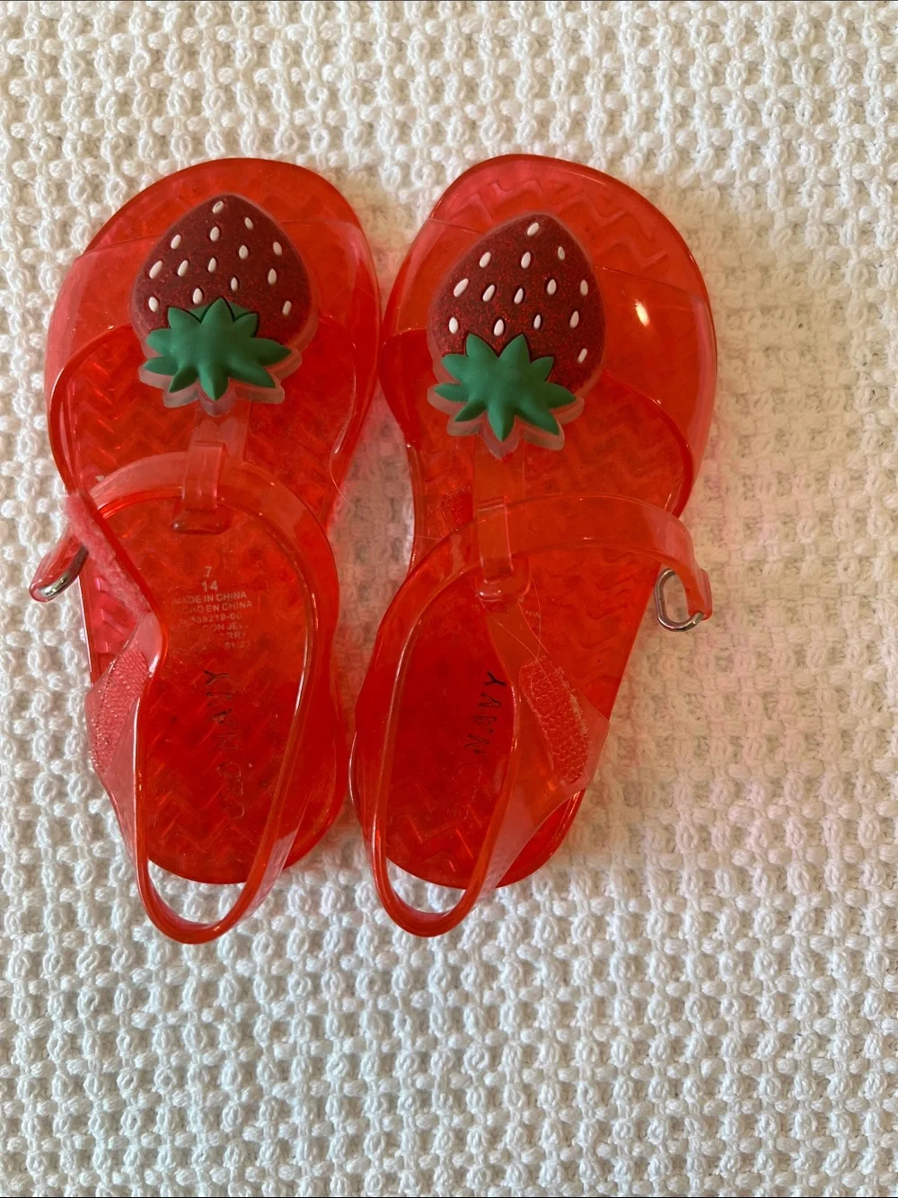 Old Navy Red Jelly Sandals with Strawberry Accent